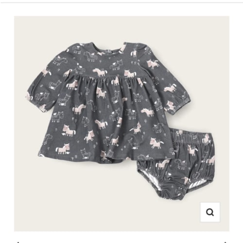 Horse & Bird Baby Flare Dress+ Bloomer Set (Organic Cotton)