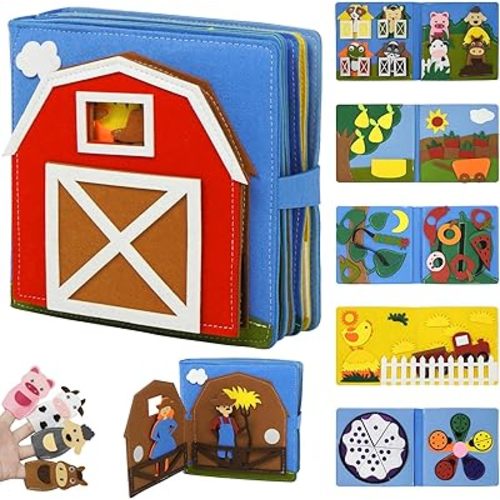 Montessori Busy Book, Felt Quiet Book for Baby, Preschool Early Learning Educational Toys for Kids Age 3 4 5 6 Years, Develops Fine Motor Skills,Toddlers Activities Toy for Airplane Car Travel