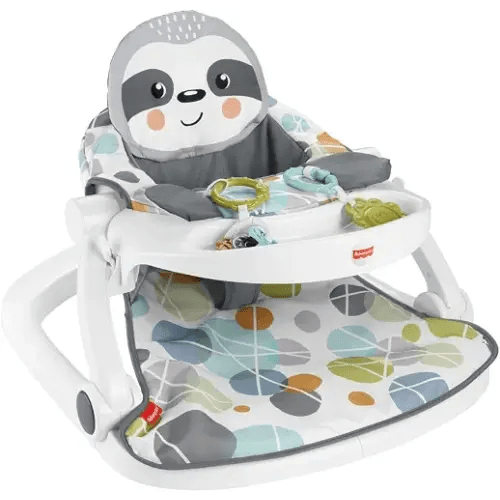 Fisher-Price Portable Baby Chair Sit-Me-Up Floor Seat with Snack Tray, Newborn Sensory Activity Toys & Plush Cute Sloth Washable Pad​
