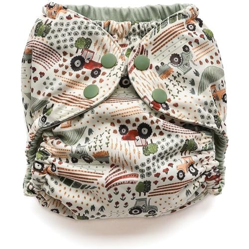 Esembly Cloth Diaper Cover, Tractor Trails, Size 2 (18-35lbs)