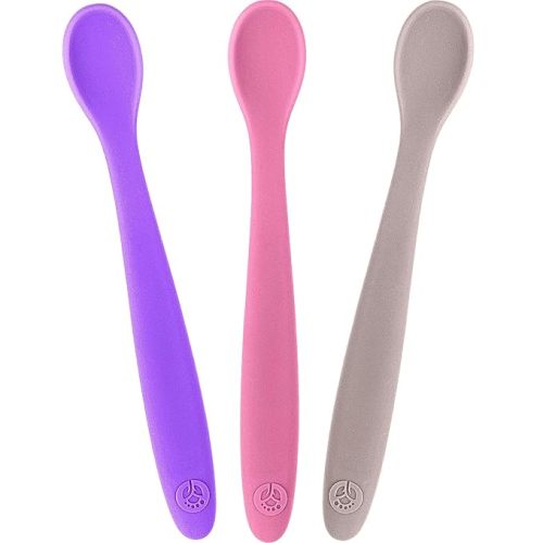 WeeSprout Silicone Baby Spoons - First Stage Infant Feeding Utensils With Soft-Tip, Bendable Kitchenware for Parent & Self-Feeding, Ultra-Durable, Dishwasher Safe, Travel Case, Set of 3