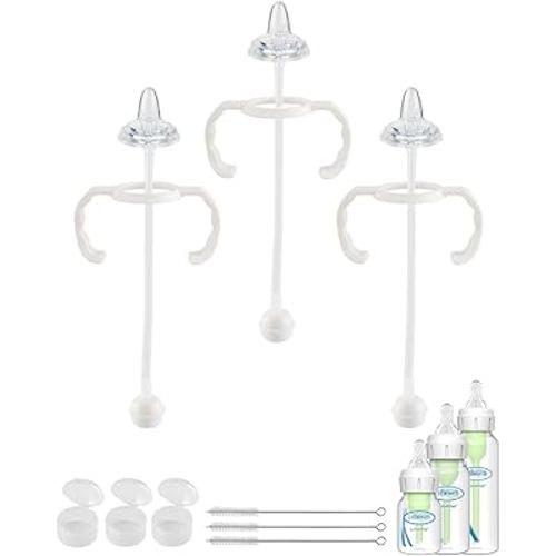 Sippy Straw Cup Conversion Kit for Dr Browns Narrow and Narrow Glass Baby Bottles, Weighted Sippy Replacement Kit with Soft Sippy Top and Handle,6m+,Set of 3