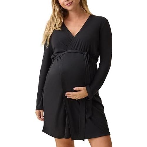 Kindred Bravely Essentials Ribbed Maternity & Nursing Robe Lightweight Breastfeeding Wrap Pregnancy Postpartum Lounge