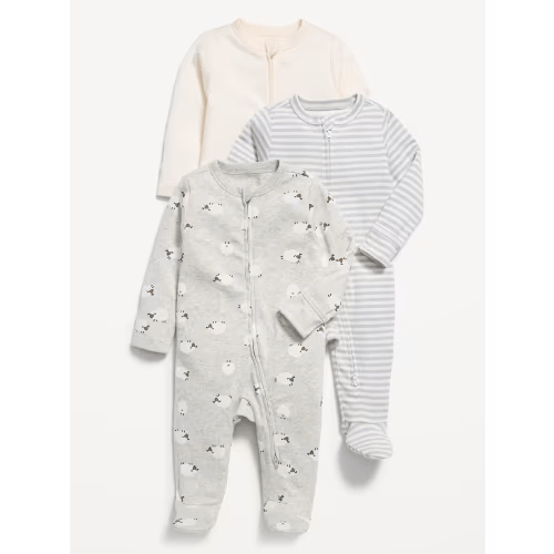 2-Way-Zip Sleep & Play Footed One-Piece 3-Pack for Baby 3-6 months