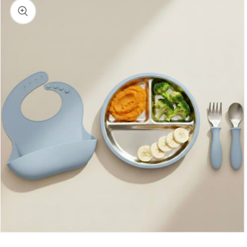 Stainless Steel Toddler Feeding Set 12+ Months- Baby Blue