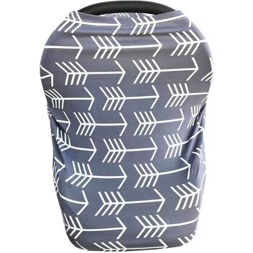 Nursing Cover for Babies Versatile Baby Car Seat Cover for Newborn Grey with White Arrow