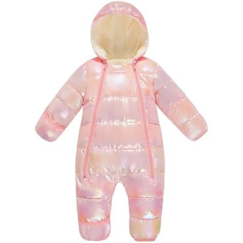 6-12 Months, uideazone Baby Girls Boys Snowsuit Toddler Warm Hooded Snow Suit Infant Double Zipper Romper One Piece Puffer Coat 3-24M