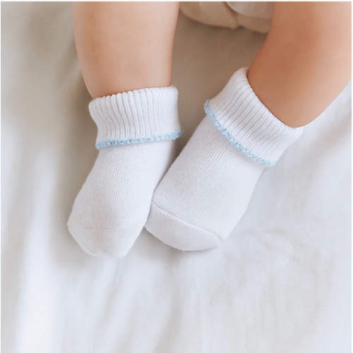 Magnolia Baby Boy Essentials White Socks - Blue Trim