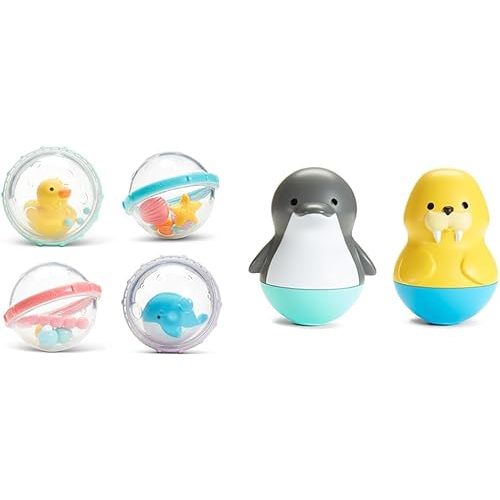 Munchkin® Float & Play BubblesTM Baby Bath Toy, 4 Count and Mold Free Bath Bobbers, Walrus & Dolphin