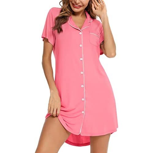 Senert Nightgowns for Women Short/Long Sleeve Sleep Shirt Button Down Night Gowns Maternity Pajamas Nursing Dress Sleepwear