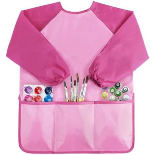 Kopokita Kids Art Smock, Toddlers Painting Apron Waterproof Children Artist Smock With Long Sleeve and 3 Pockets