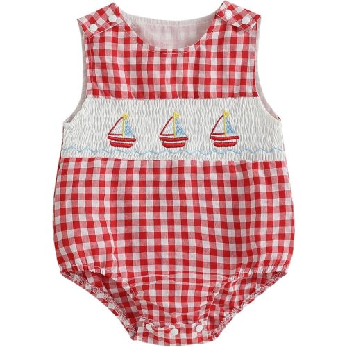 Sleeveless Embroidery Sailing Boat 3-6M