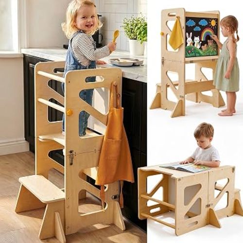 Toddler Standing Tower for Kitchen Counter, 4-in-1 Kids Step Stool