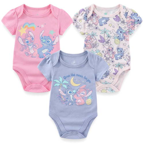 Disney Lilo & Stitch Baby Bodysuits (Girls), 3 Pack, Sizes 3M-12M