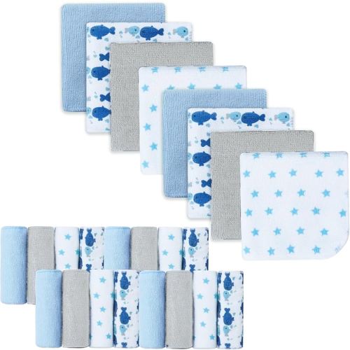 Baby Washcloths, 24Pack Baby Wash Cloths Extra Soft & Ultra Absorbent, Baby Towels and Washcloths Face Towel Unisex for Boys Girls Body, Washclothes Gentle on Sensitive Skin, 9x9 Blue Whale