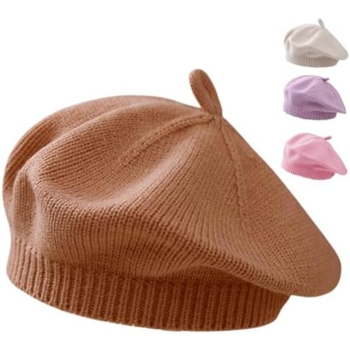 Baby Beret Hat Toddler Girls Fall Winter Warm Beanie Cap Little Girl French Artist Knit Hat for 0-12 Months