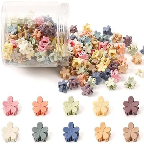 JANYUN 120 Pcs Mini Flower Hair Clips, Colorful Small Hair Claw Clips Cute Tiny Jaw Clips Hair Pins Hair Barrettes Accessories for Women