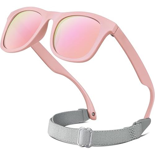 RIVBOS Baby Sunglasses Boys&Girls with Strap UV400 Polarized Flexible for Toddler,Infant and Newborn(0-24month) RBK0231