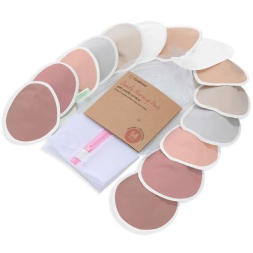 KeaBabies 14pk Reusable Nursing Pads for Breastfeeding, 4-Layers Organic Nipple Pads, Washable Breast Pads