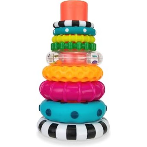 Sassy Stacks of Circles Stacking Ring STEM Learning Toy, Age 6+ Months, Multi, 9 Piece Set