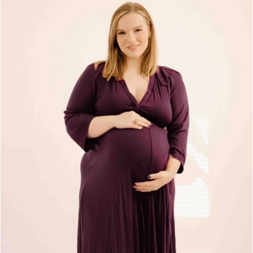 Lila Labor & Postpartum Gown in Plum