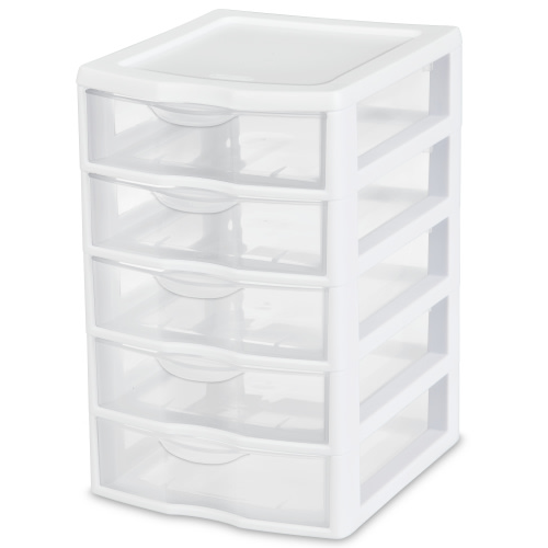 Sterilite Small 5-Drawer Unit, White