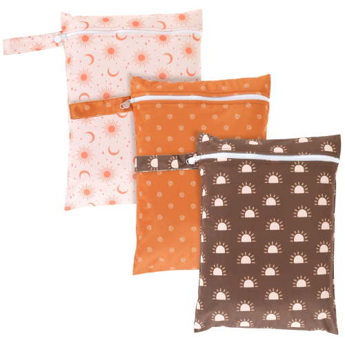 Grusce 3Pcs Wet Bags with Zipper Closure Waterproof Wet Storage Bag Large Capacity Wet Dry Bag Reusable Wet Clothes Bag Portable Bathing Suit Bags for Swimsuits Baby Diapers Beach Pool