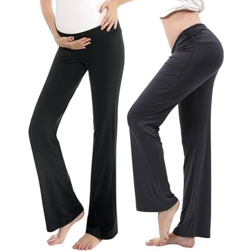Alina Mae Maternity Women Pajama Pant Stretchy Comfy Wide Soft Palazzo Elastic Pregnancy Lounge Casual PJs