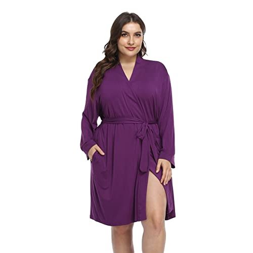 ABC-STAR Women's Plus Size Robes Lightweight Knee Length Kimonos Bathrobe Soft Maternity Sleepwear Nightgown
