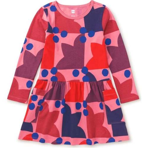 3-6mo - Long Sleeve Pocket Dress, Quilt Tulip