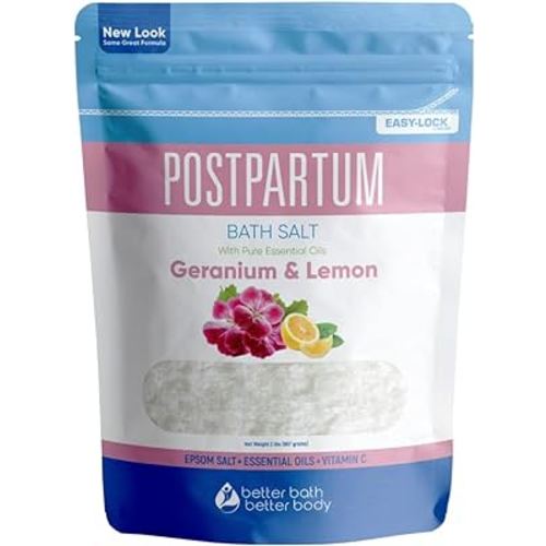 Postpartum Sitz Bath Soak (2 Lbs) Postpartum Care for New Moms Bath Salt with Essential Oils in Easy Press-Lock BPA-Free Pouch Made with Natural Ingredients Made in USA
