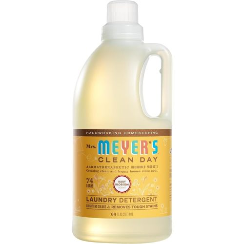 MRS. MEYER'S CLEAN DAY Baby Laundry Detergent Liquid, Infused with Essential Oils, Baby Blossom, 64oz (64 Loads)