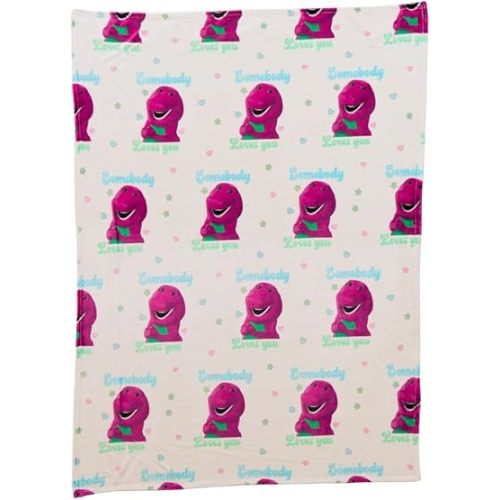 Franco Collectibles Barney Valentine's Day Heart Retro Bedding Super Soft Cozy Plush Throw, 46 in x 60 in, (Officially Licensed Product)