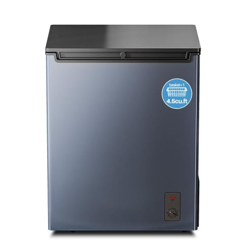 4.5 Cu. Ft. Small Chest Freezer, Top Door, Mini Deep Freezer,Metal, Freestanding with Removable Basket, for Home Kitchen Office (BLACK, 4.5Cu.ft)