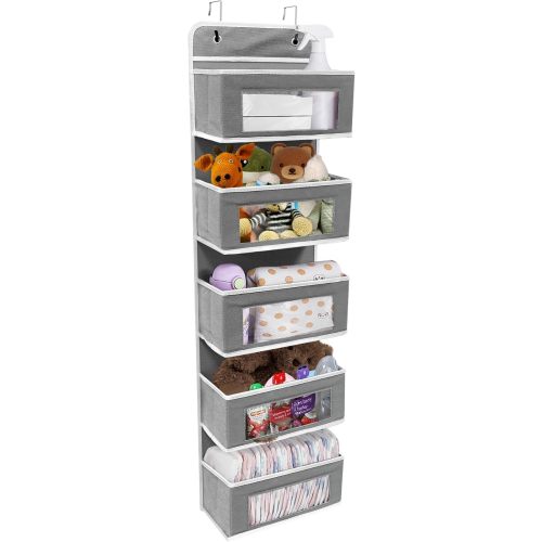 Kusmil Over Door Hanging Organizer 5 Pockets Wall Closet Hanging Storage Bag for Pantry Baby Nursery Bathroom