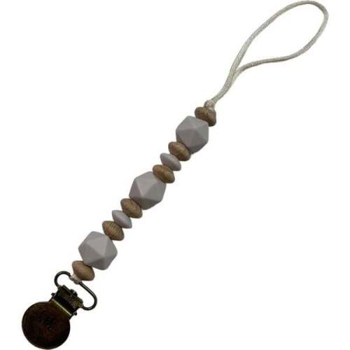Pacifier And Toy Clip, White Sand - Three Hearts | Maisonette