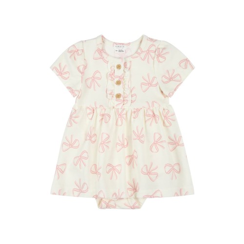 Bow Print Skirted Bodysuit