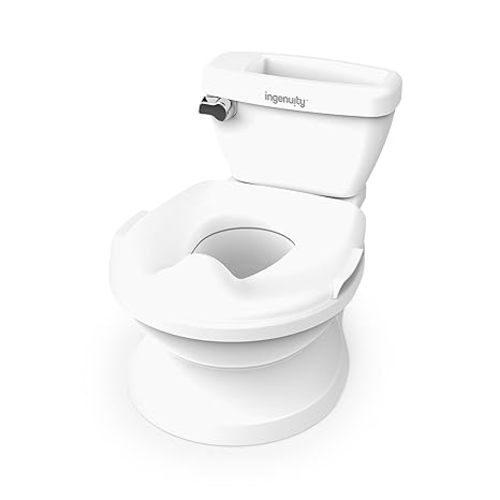 Ingenuity My Size Potty Pro 2-in-1 Potty Training Toilet, Floor Potty with Removable Potty Seat for Standard Toilets, Realistic Flushing Sound, for Toddlers Ages 18+ Months, Up to 50 lb