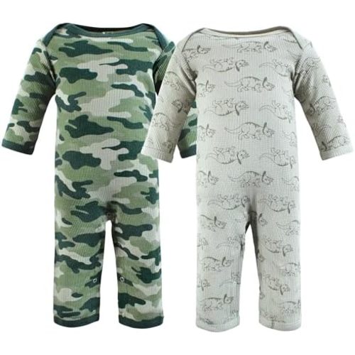 Hudson Baby Unisex Baby Thermal Coveralls 2pk, Creative Rainbows