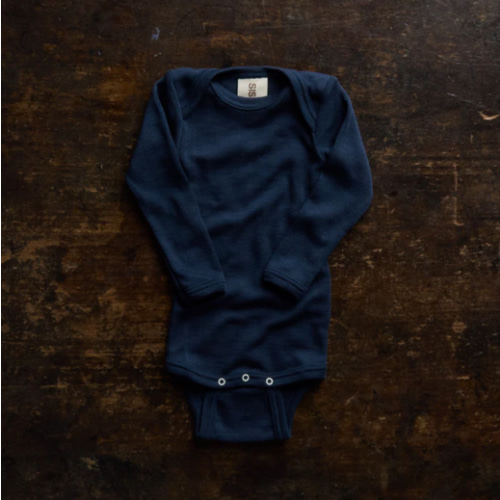 Robin Baby Body - Merino Wool & Silk - Night Ocean