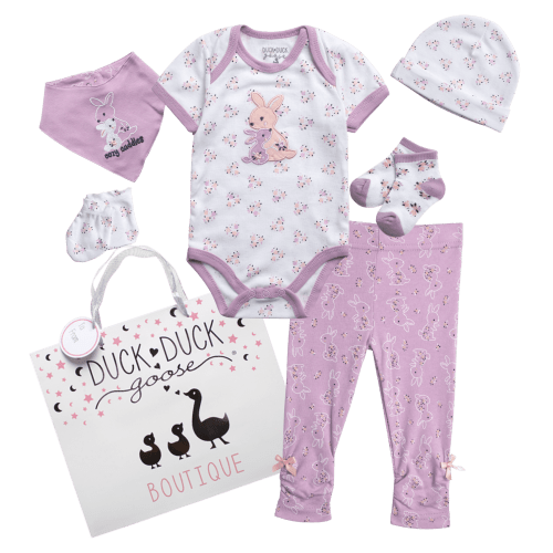 Duck Duck Goose Baby Boys and Girls Layette Gift Set - 8 Piece New Born Baby Essentials Set (0-9M)