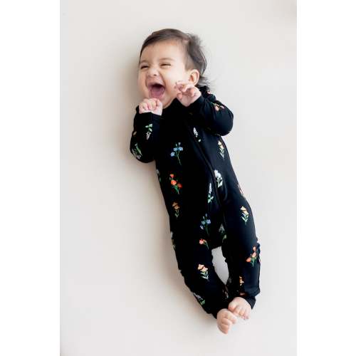 Zippered Romper in Midnight Wildflower