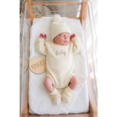 Embroidered Knit Sweater Bubble Romper | Solids