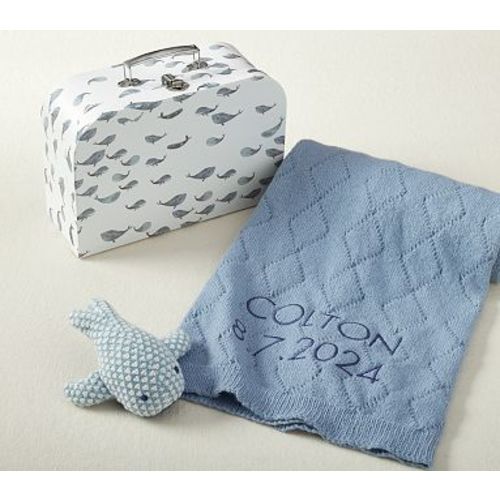 Jack Whale Blanket and Rattle Gift Set , Blue Multi