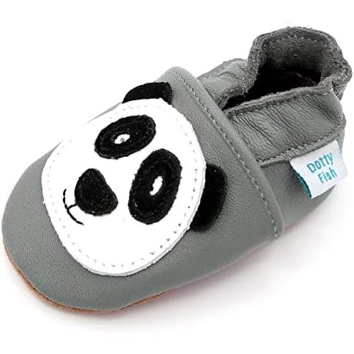 Dotty Fish Baby Shoes, Soft Sole Leather Crib Shoes, Toddler Shoes for Boys and Girls, Non Slip Soles. 0-6 Months - 4-5 Years