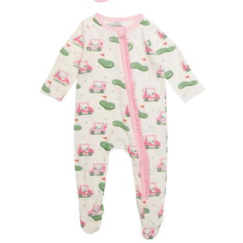 Newborn Girls Golf Print Footed Coverall With Headband | Clothing | TJ Maxx