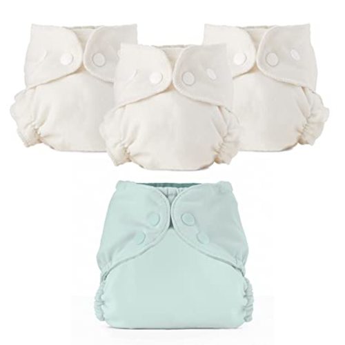 Esembly Cloth Diaper Set - 3 Inners & 1 Outer - Mist, Size 1 (7-17lbs)
