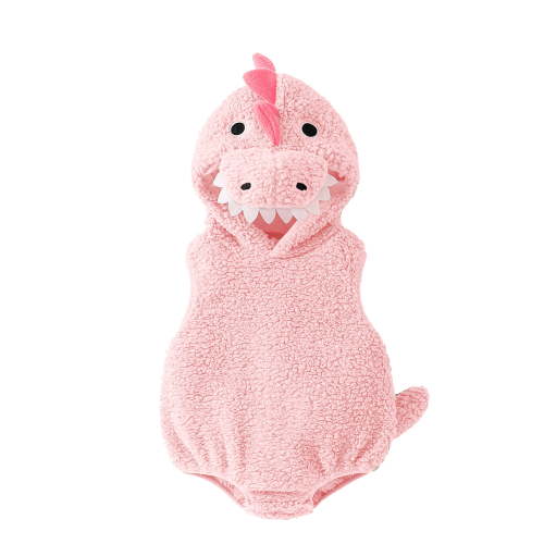 RUINIXCW Nebworn Baby Halloween Dinosaur Costume Infant Baby Girl Boy Halloween Outfit Fall Winter Warm Plush Sleeveless Hood Romper Playsuit with Tail