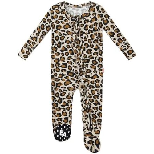 Baby Girls Footed Pajamas Clothes, Bamboo Viscose Sleeper 2 Way Zipper Outfits Newborns Infants