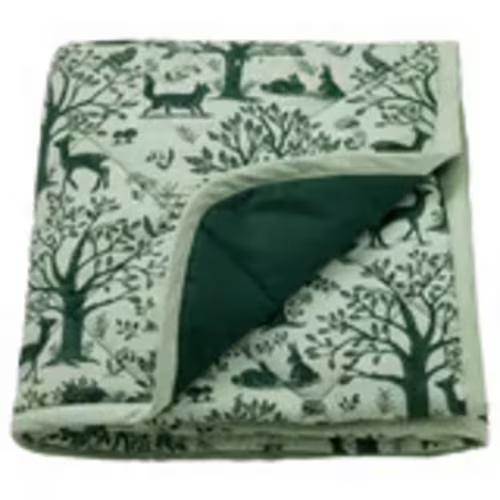 TROLLDOM quilted blanket, forest animal pattern/green, 38x38" - IKEA US